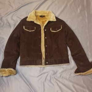 Hurley Faux Fur Lined Corduroy Cord Jacket Coat Bomber Jacket